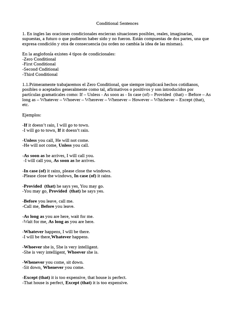 Understanding Conditional Sentences in English | PDF | Morphology ...