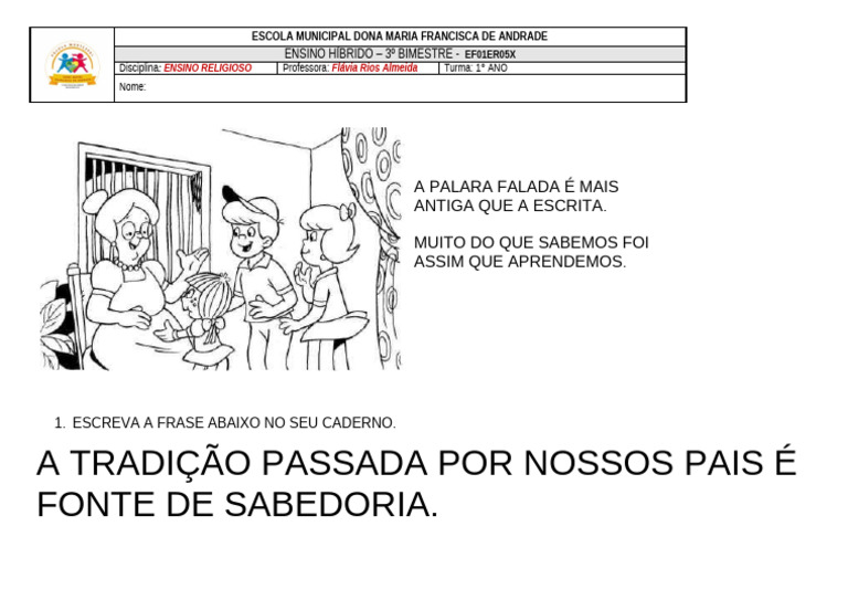1º Ano - Ef01er05x - Palavra Falada | PDF