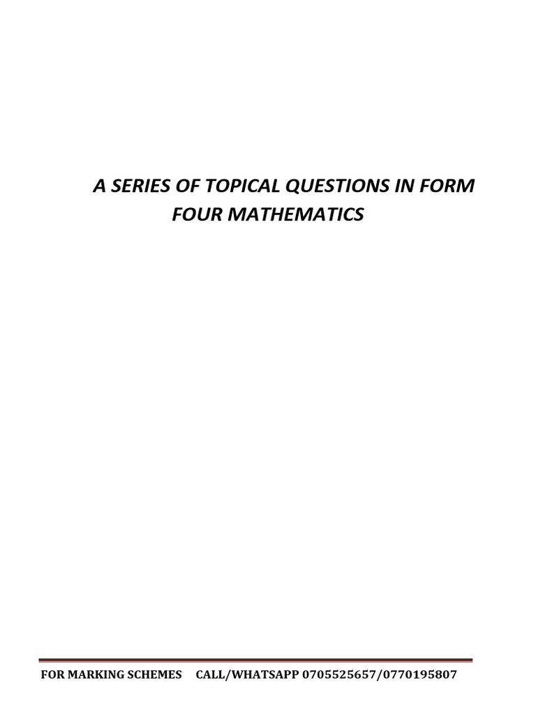 Form Four Mathematics Revision Questions | PDF | Latitude | Longitude