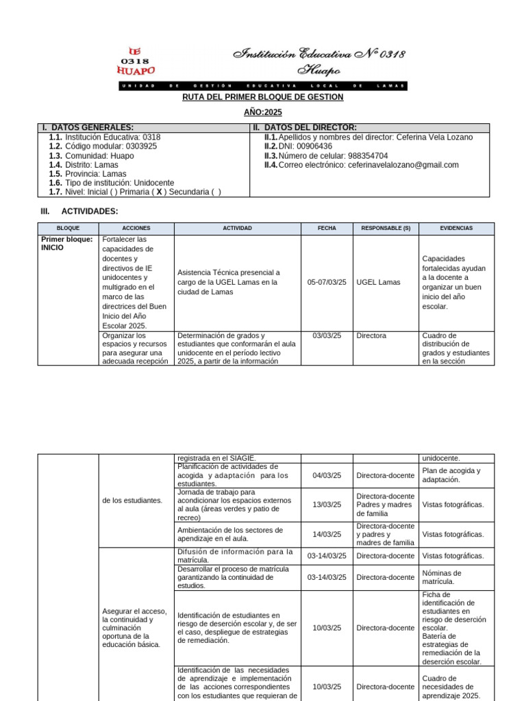 Plan de Gestión Escolar 2025 en Lamas | PDF | Evaluación | Aprendizaje