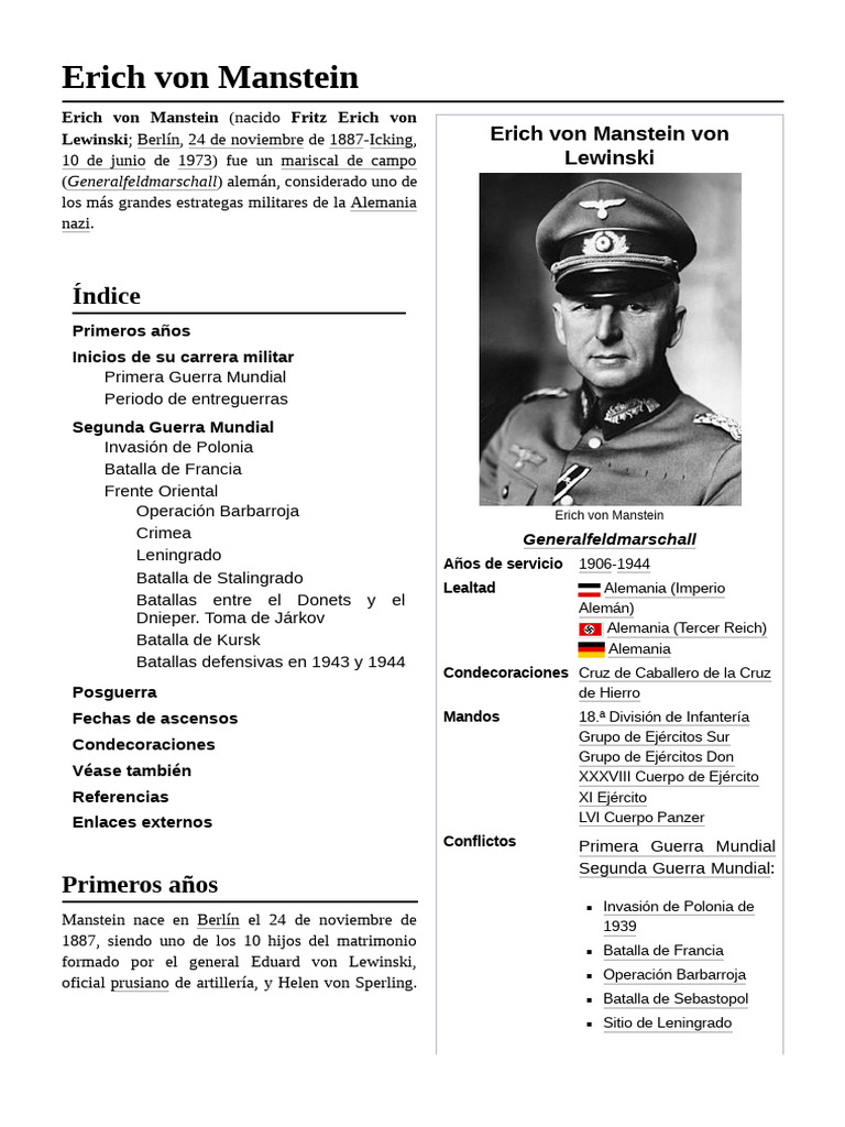 Erich Von Manstein | PDF | Batalla de kursk | Batalla de Stalingrado