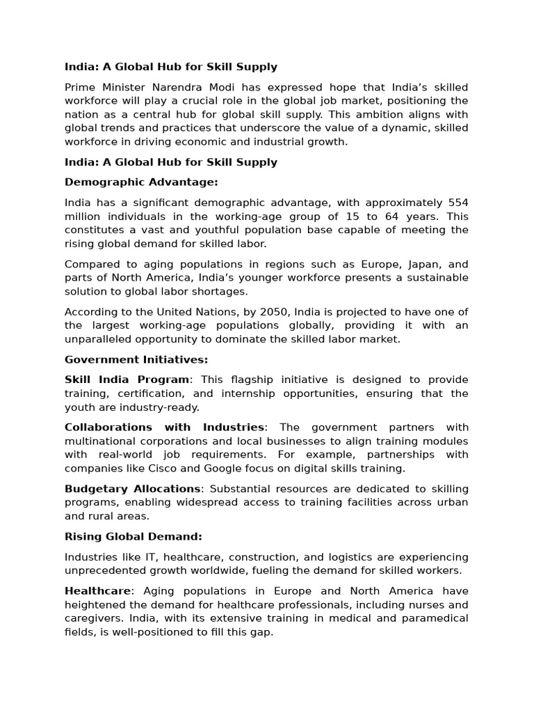 India as a Global Skill Supplier | PDF | Vocational Education | Economies