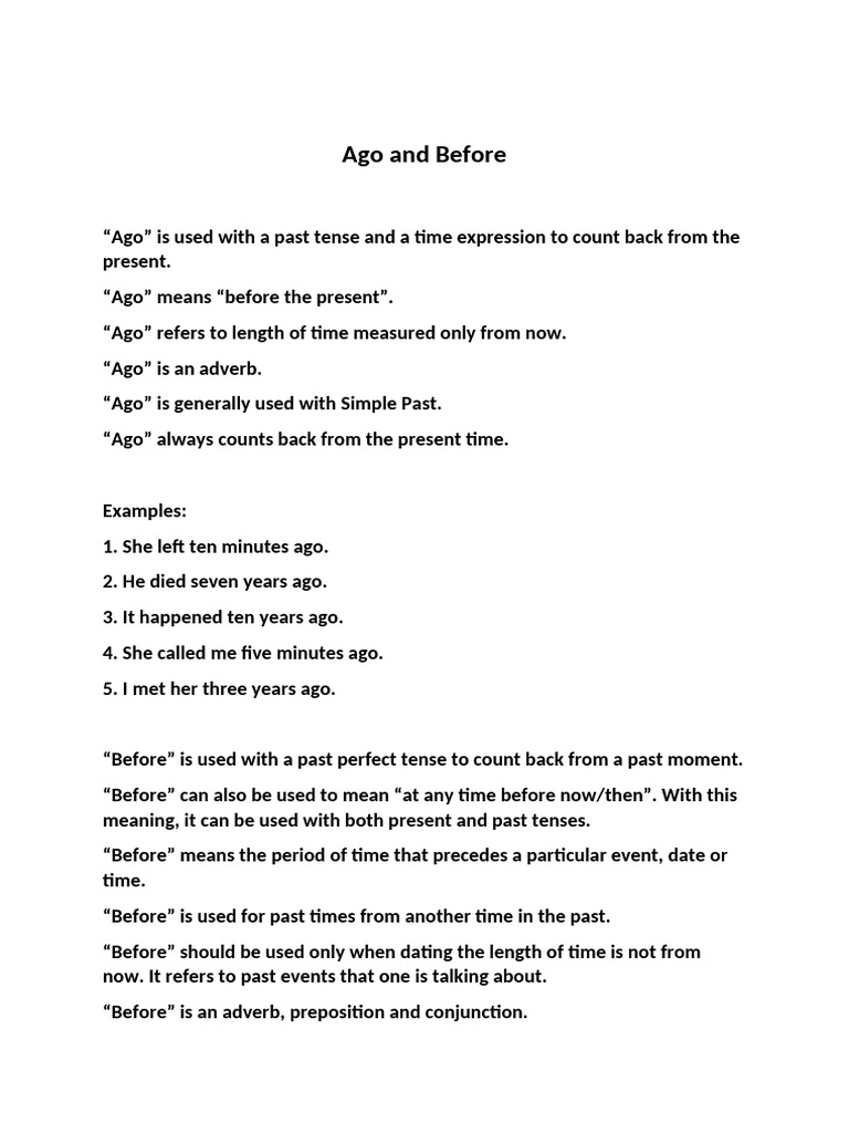 Ago and Before | PDF