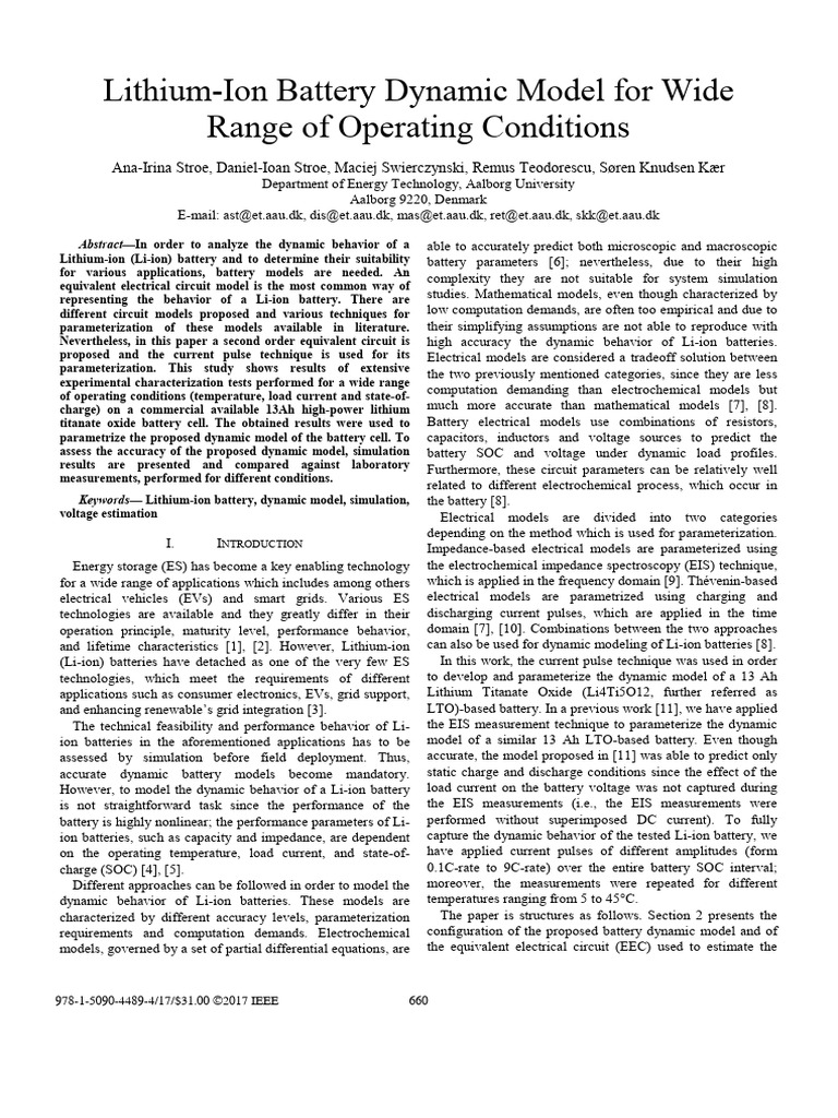 Dynamic Model of Lithium-Ion Battery | PDF | Lithium Ion Battery ...