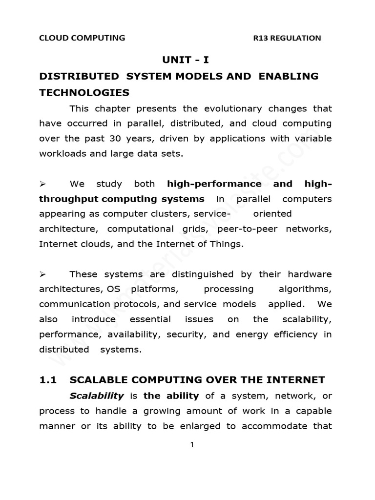 CC Lecture Notes - Unit-I | PDF | Virtualization | Virtual Machine