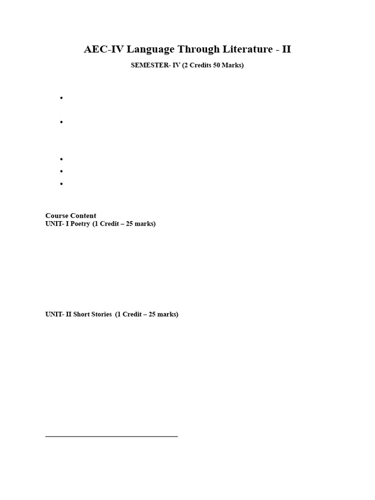 AEC IV English Syllabus Overview | PDF