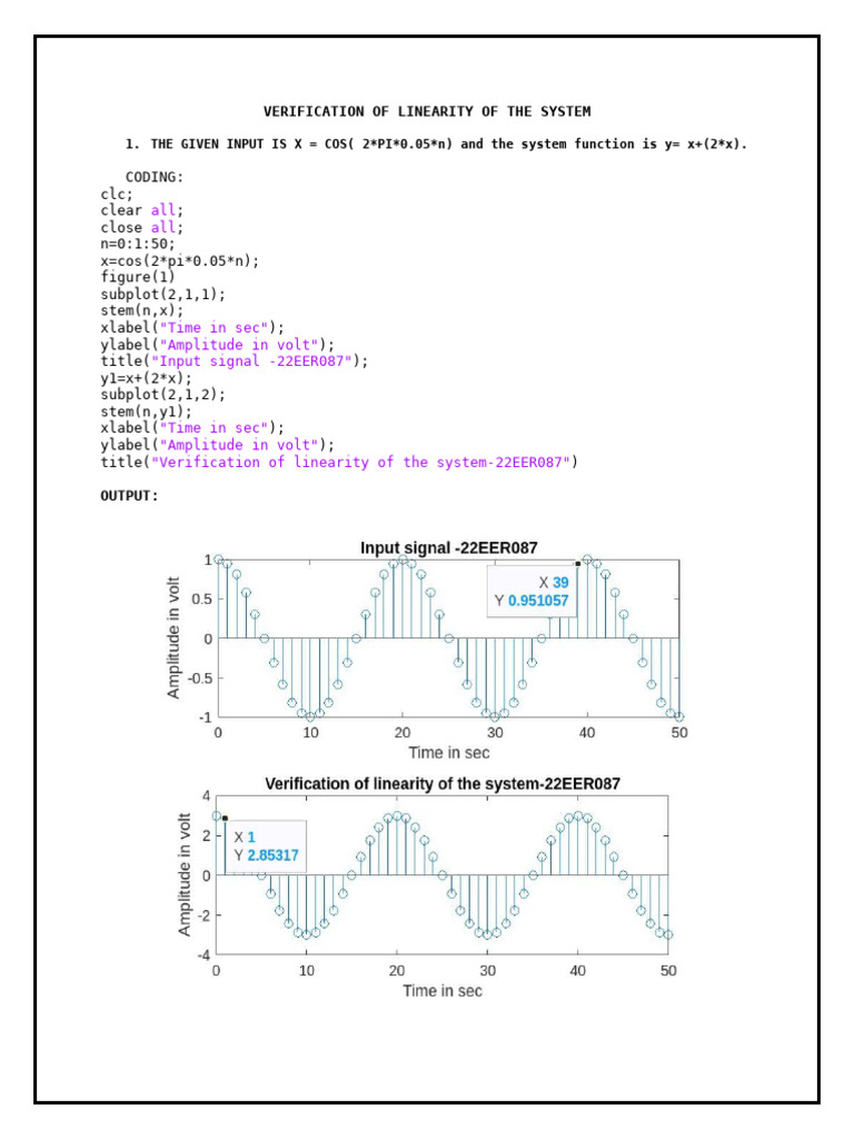 System Linearity and Time Variance Analysis | PDF | Electronic ...