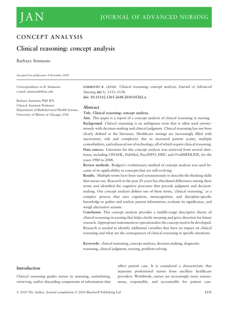 Clinical Reasoning in Nursing Analysis | PDF | Reason | Decision Making