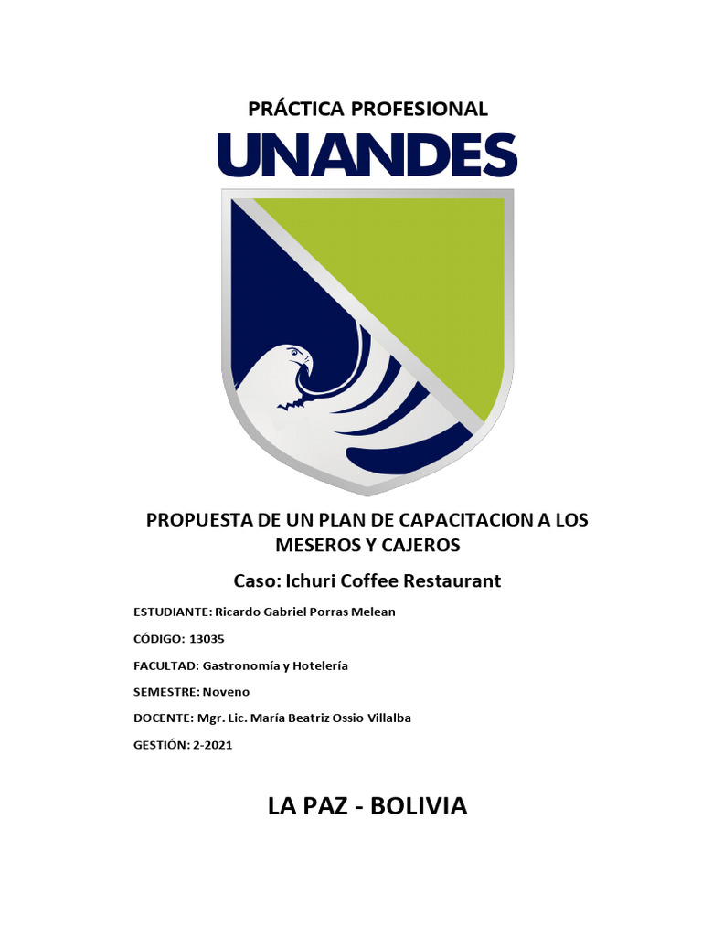 Plan de Capacitación para Meseros y Cajeros | PDF | Cafetería ...