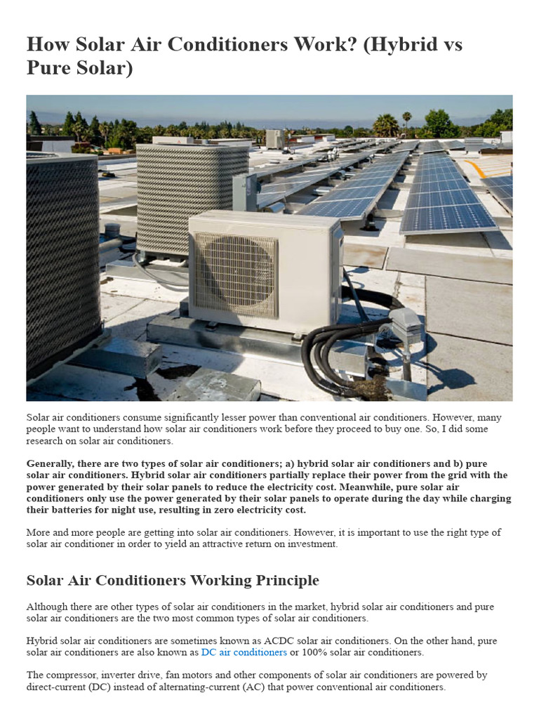 Understanding Solar Air Conditioners | PDF | Photovoltaic System | Air ...