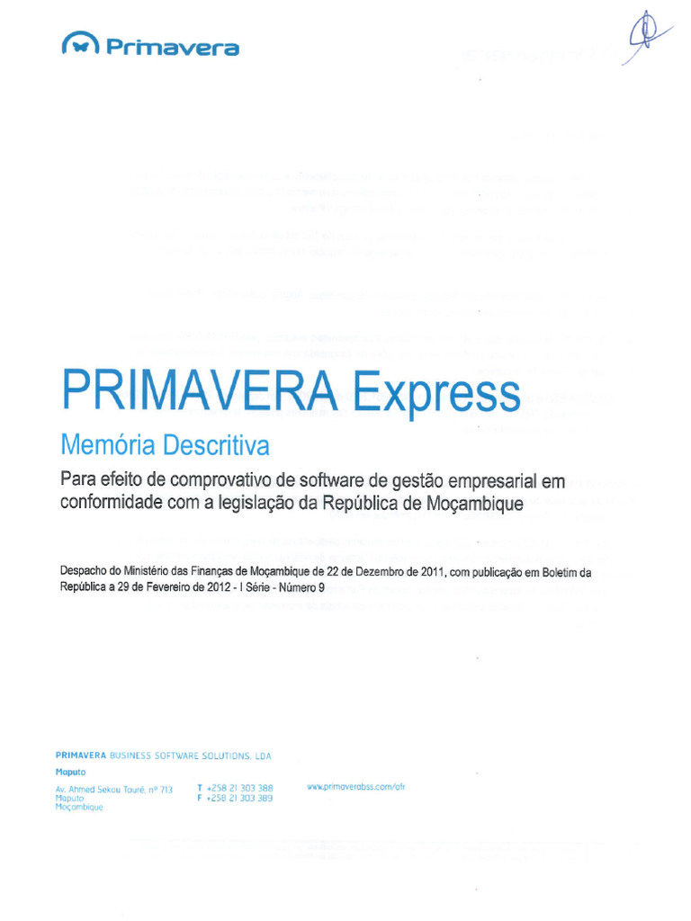 Memória Descritiva - Primavera Express | PDF