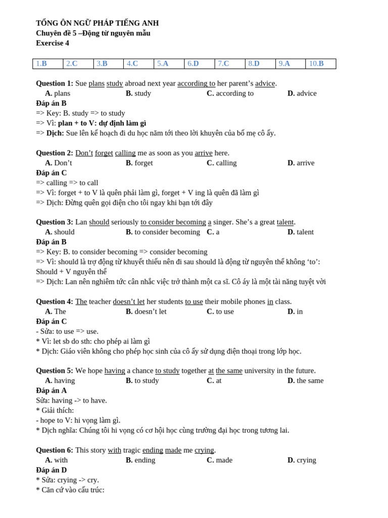 CD5 Exercise 4 KEY P86 | PDF