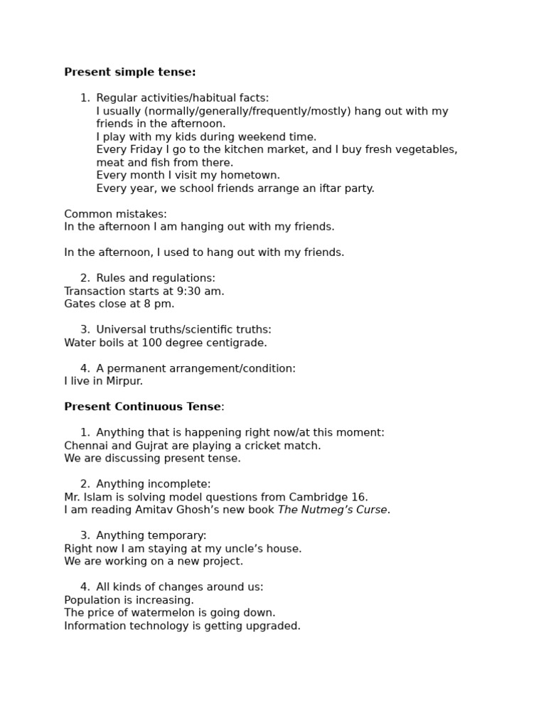 Present Tense | PDF