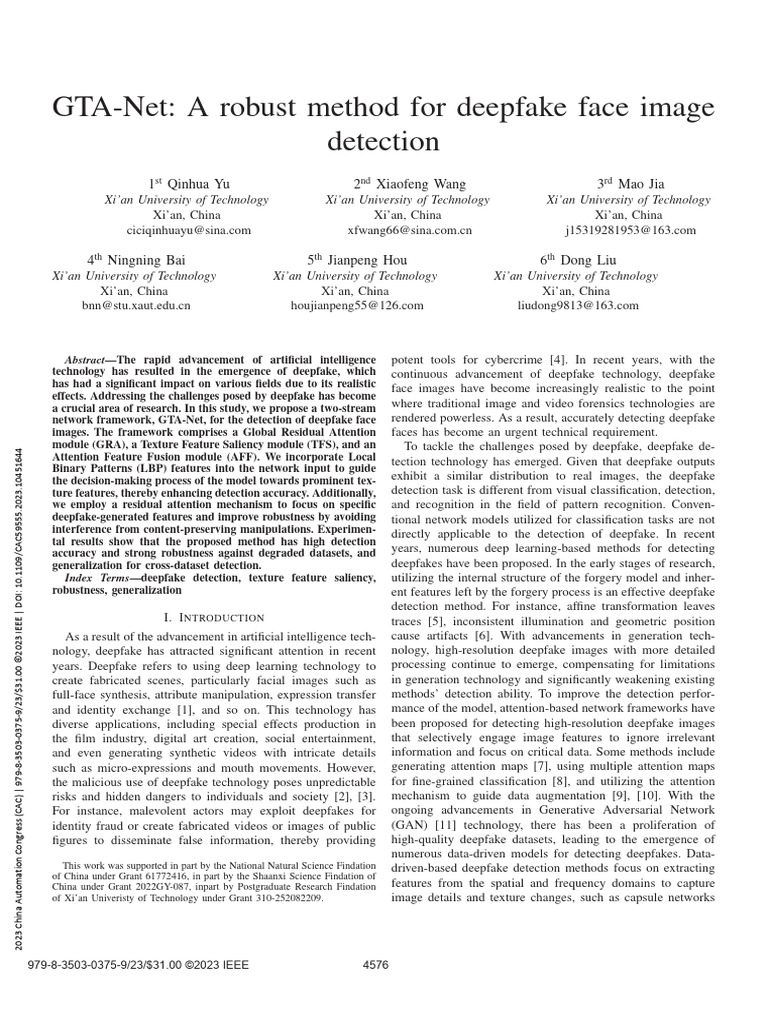 GTA-Net A Robust Method For Deepfake Face Image Detection | PDF | Deep ...