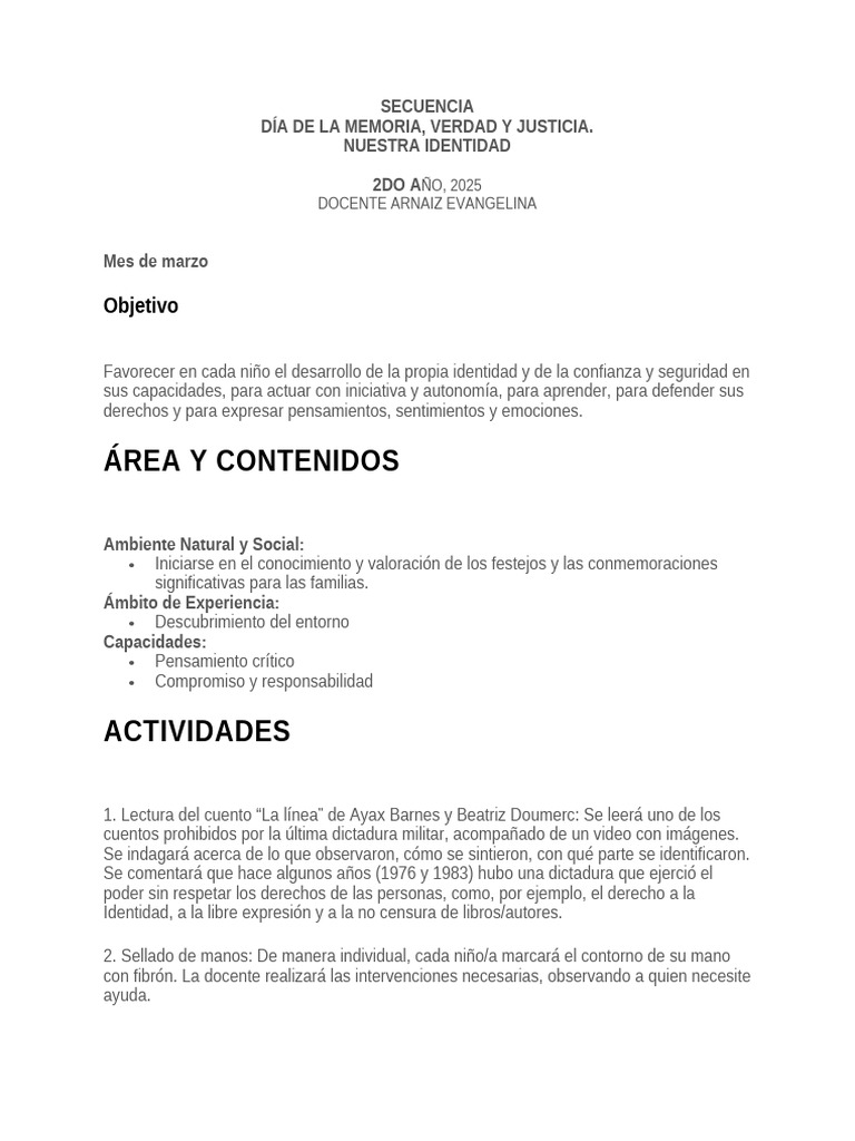Actividades para el Día de la Memoria | PDF | Maestros