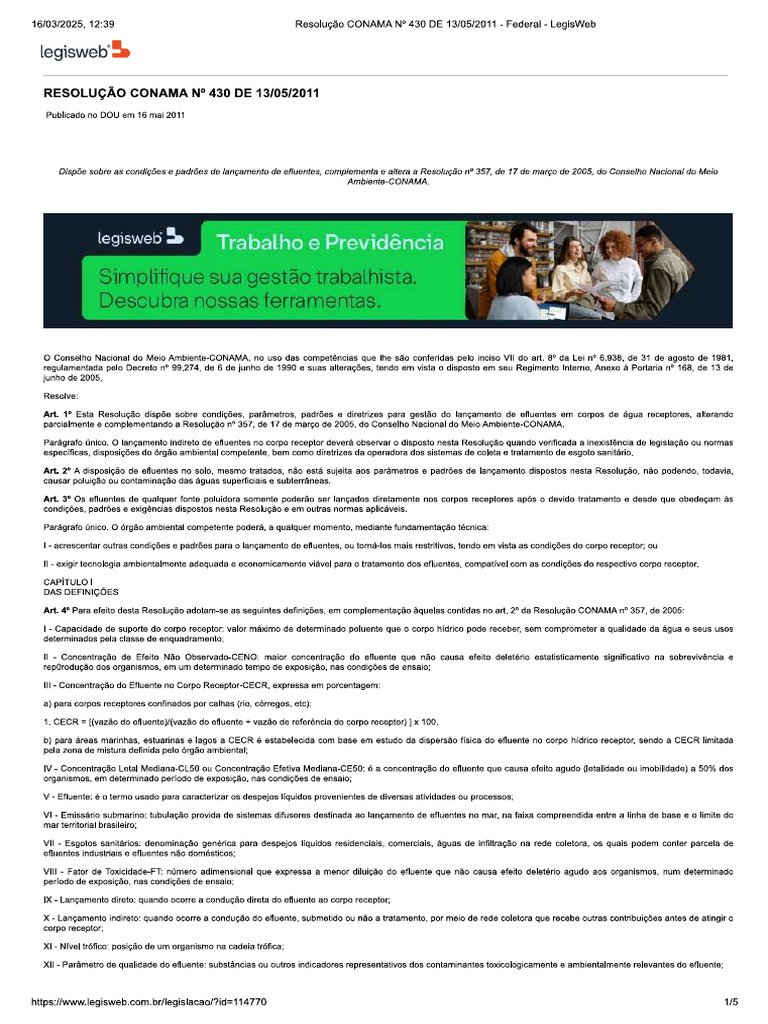 2 - Resolução CONAMA #430 | PDF