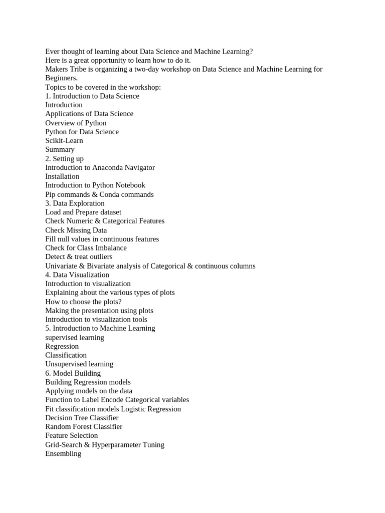 Data Science and Machine Learning | PDF