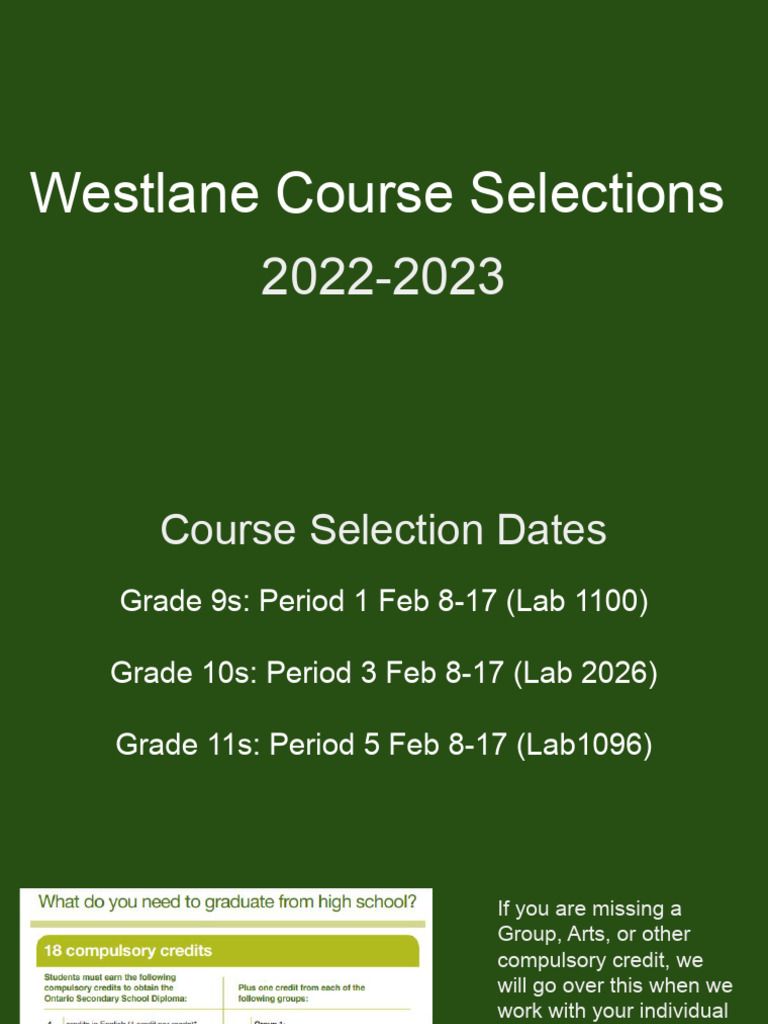 Westlane High School Course Selection Guide | PDF | Mathematics | Science