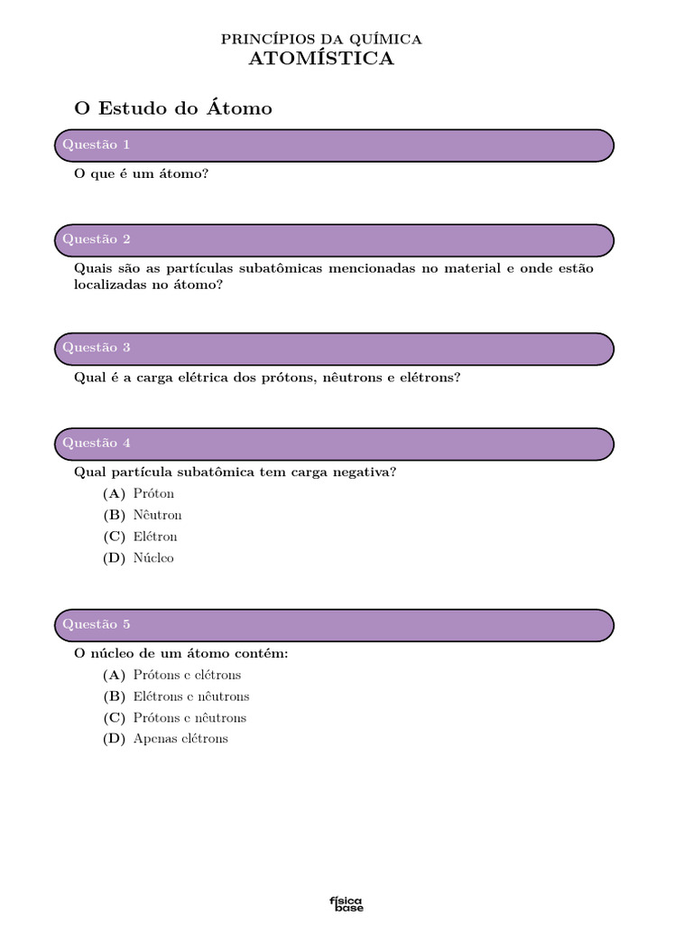 Princípios da Química Atômica e Modelos | PDF | Elétron | Radiação ...