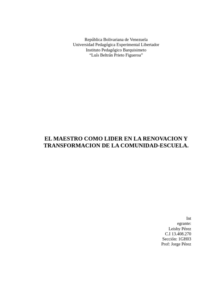 El Maestro como Líder Educativo | PDF | Liderazgo | Conocimiento