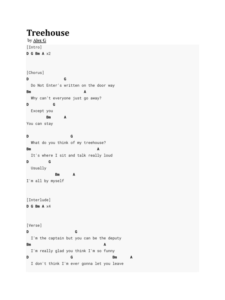 Treehouse Song Lyrics | PDF