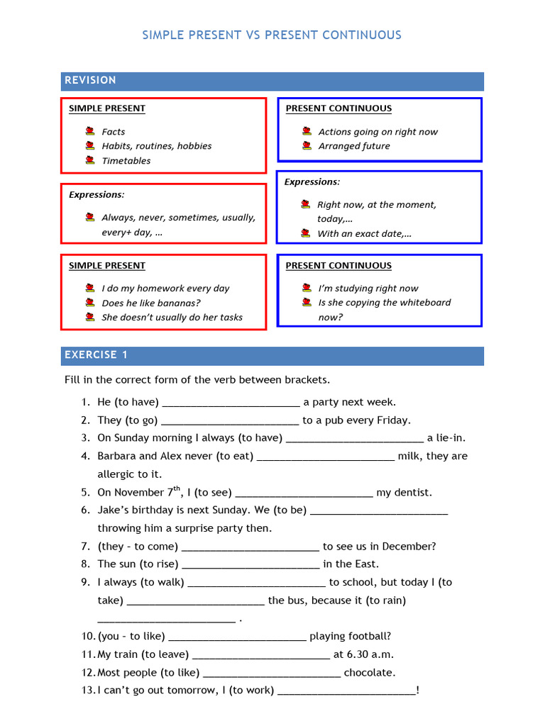 Simple Present vs Present Continuous Guide | PDF