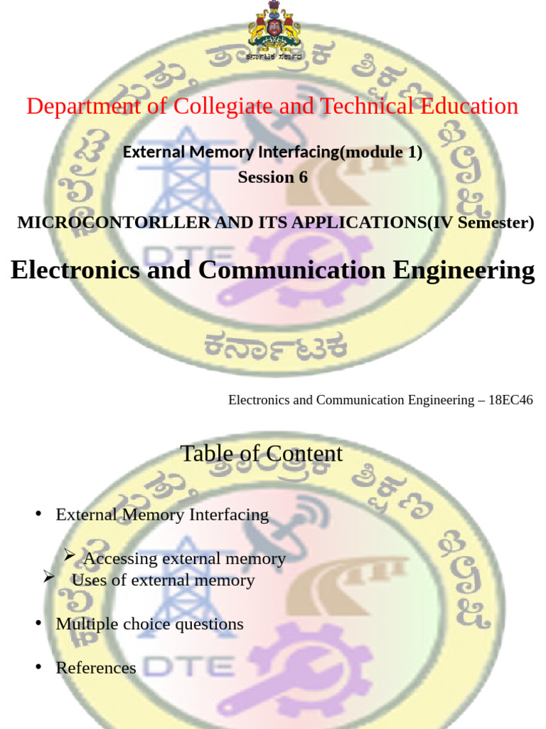 Department of Collegiate and Technical Education: Electronics and ...
