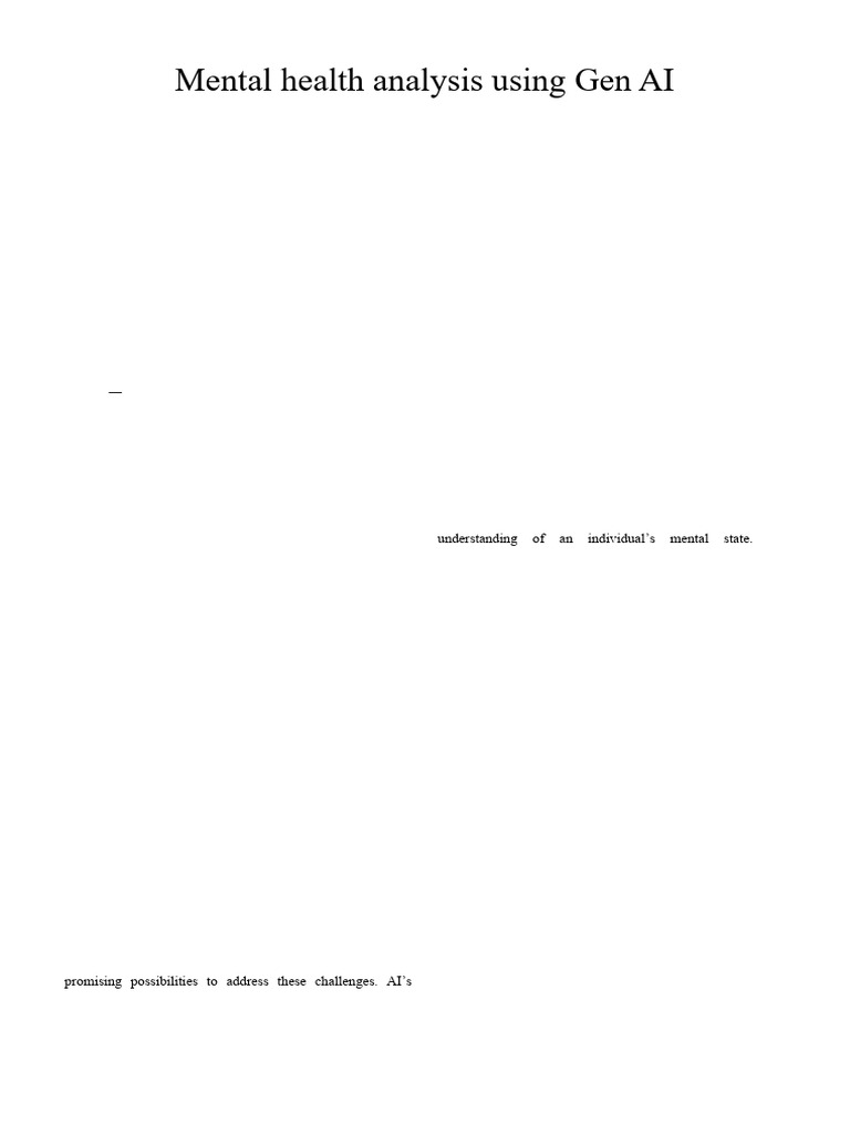 Generative AI in Mental Health Diagnostics | PDF | Artificial ...