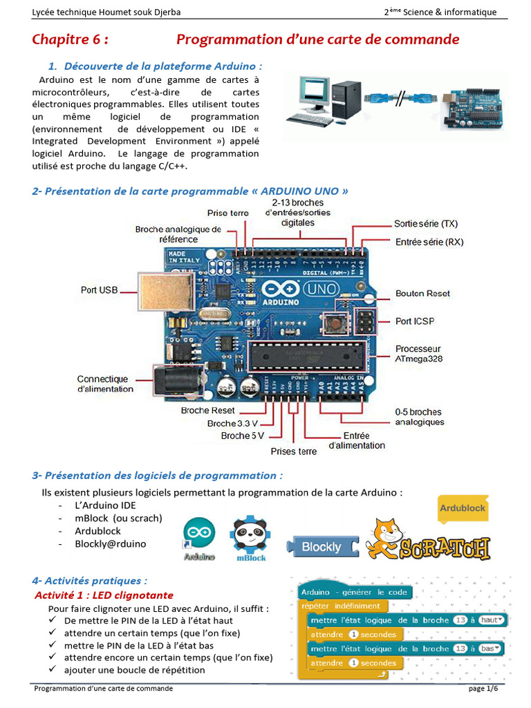 Programmation avec Arduino en 2ème SCI | PDF | Arduino | Programmation ...