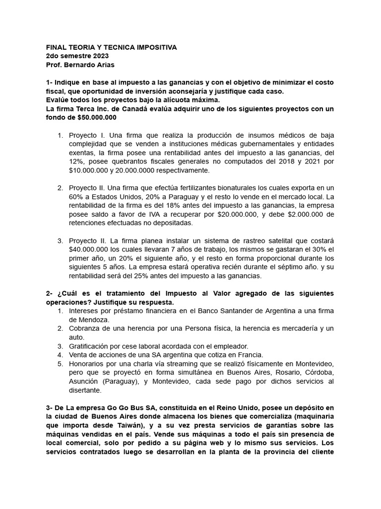 Final 2023 | PDF | Impuesto sobre la renta | Impuestos