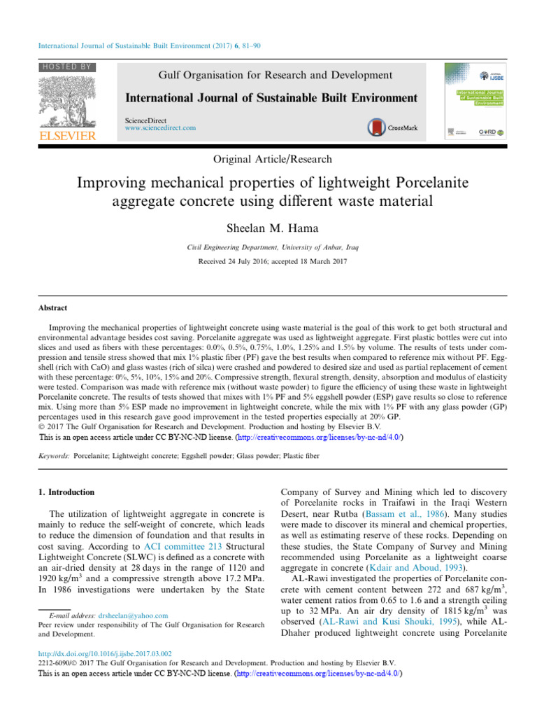 Improving Mechanical Properties of Lightweight Por | PDF | Concrete ...