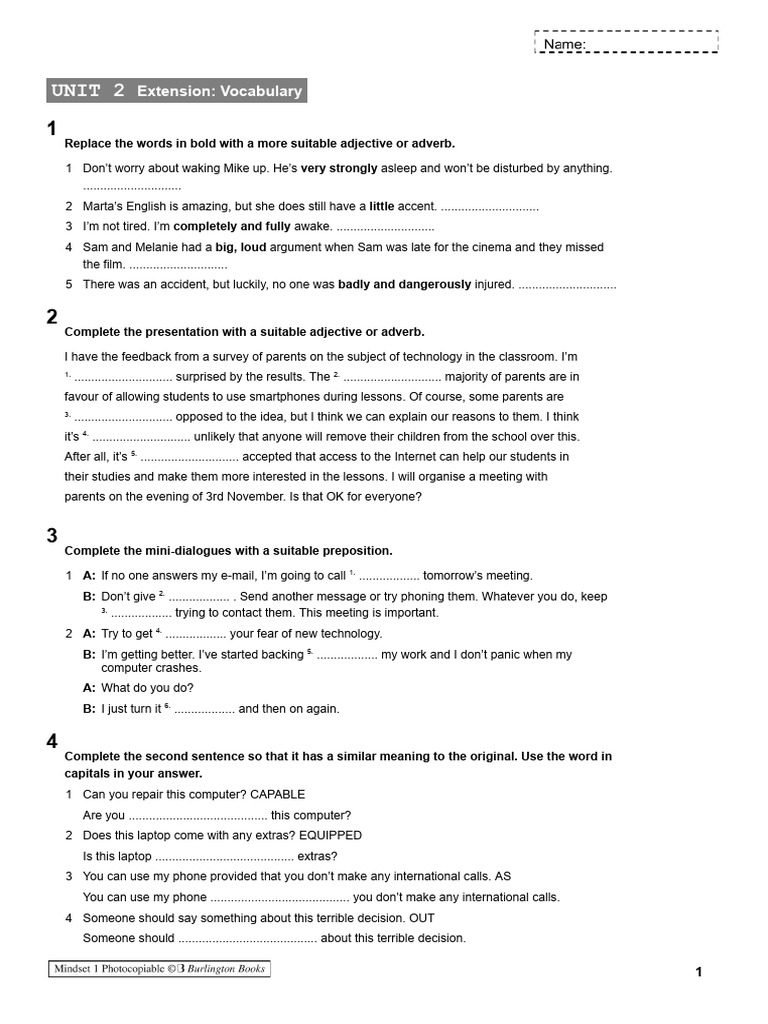 Unit 2 Extension BACHILLERATO A | PDF | Linguistic Typology | Language ...