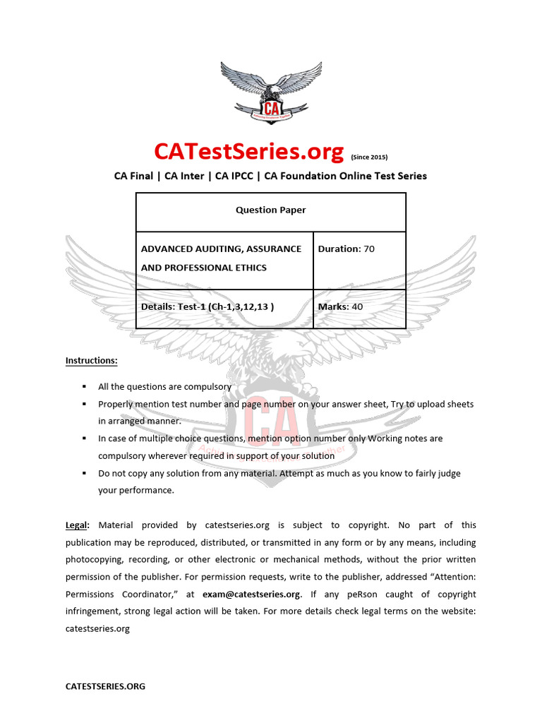 Test - Series - Test - Papers - Final Advanced Auditing Assurance and ...