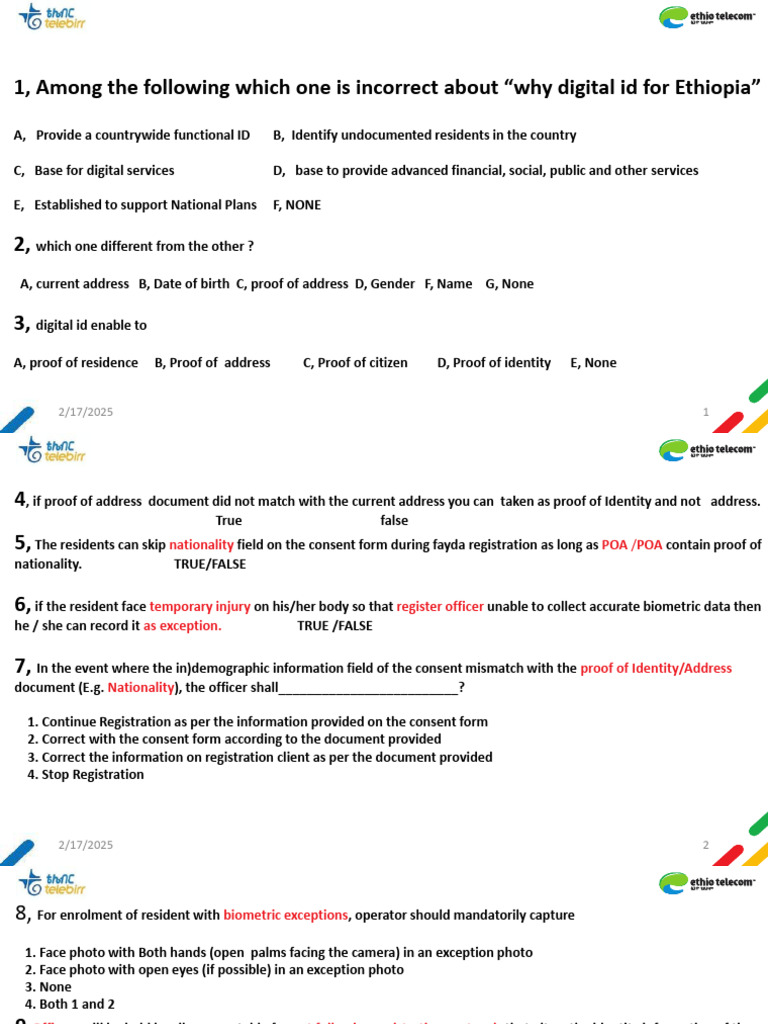 FAYDA National ID Registration Guidelines | PDF | Identity Document ...