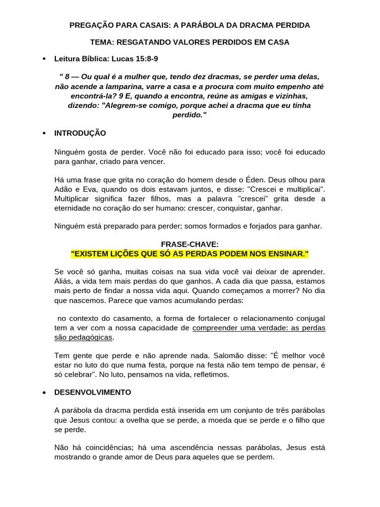 Resgatando Valores na Dracma Perdida | PDF | Amor | Deus