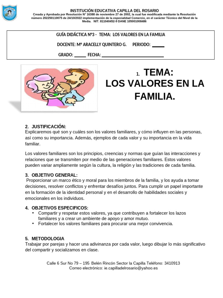Valores Familiares y su Importancia | PDF | Familia | Amor