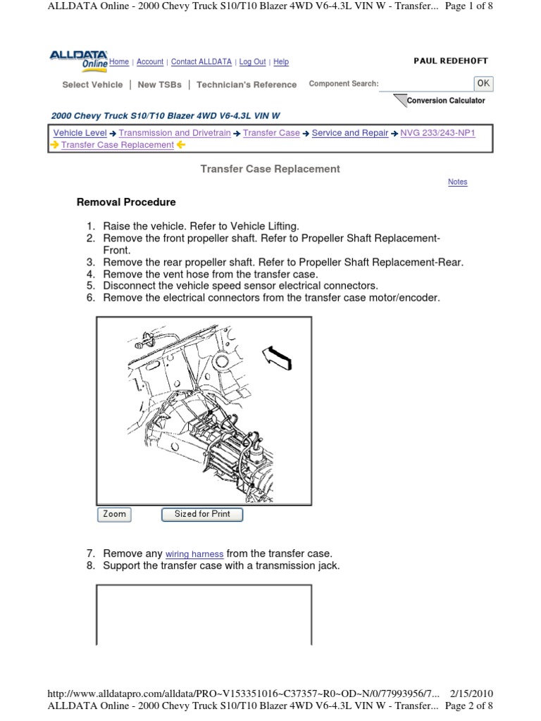 2000 Chevy Truck S10 T10 Blazer Transfer Case Replacement Four Wheel