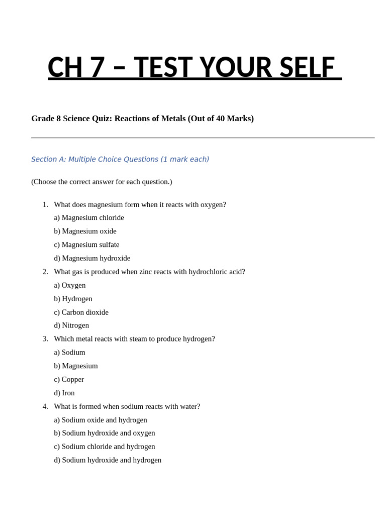 CH 7 - Test Your Self | PDF