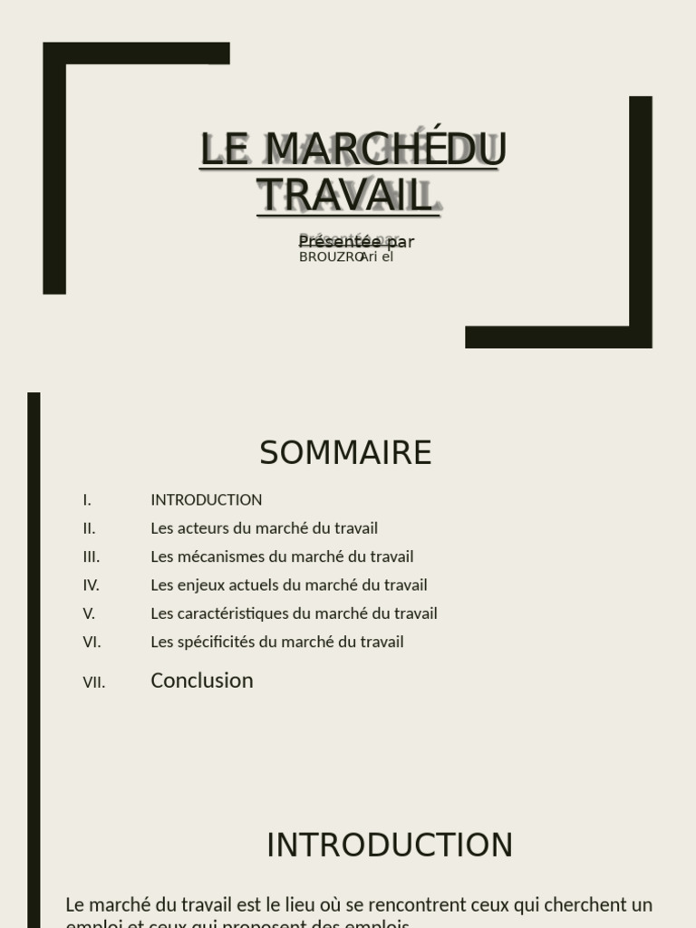 Évolution et enjeux du marché du travail | PDF | Économie du travail ...