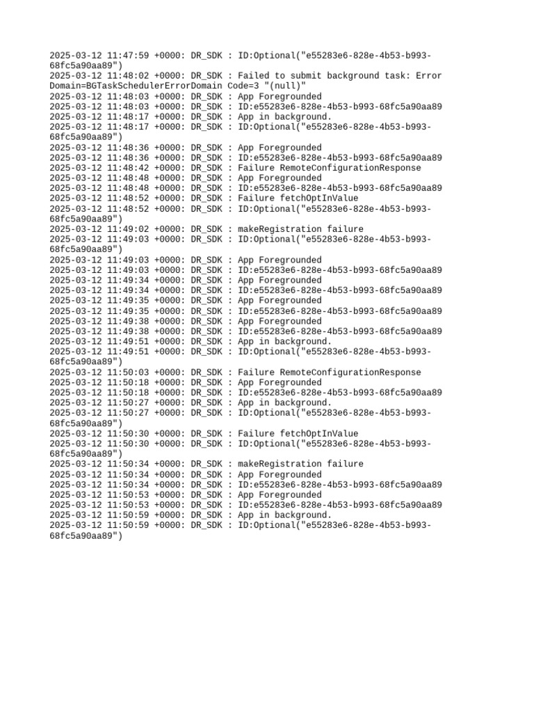 DR_SDK App Background Task Errors | PDF