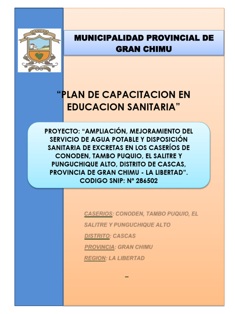 Plan Educacion Sanitaria | PDF | Saneamiento | Agua