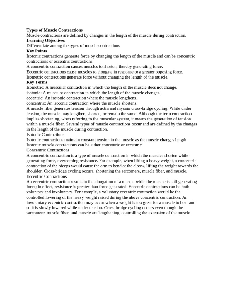 Types of Muscle Contractions kine lecture 13 | PDF | Muscle Contraction ...