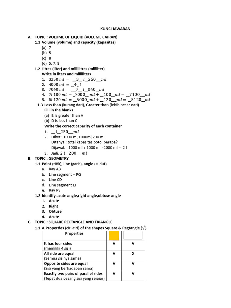 p3 Kunci Math | PDF | Triangle | Geometric Shapes