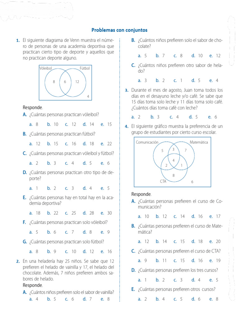 Problemas de Conjuntos para Secundaria | PDF