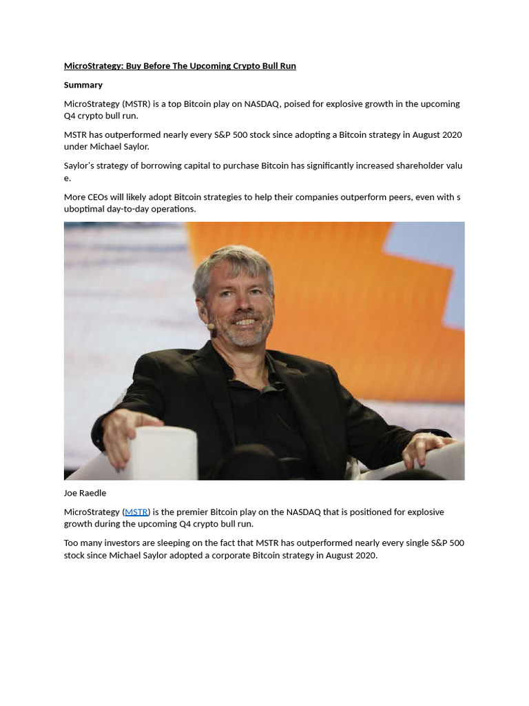 Micro Strategy | PDF | Bitcoin | Investing