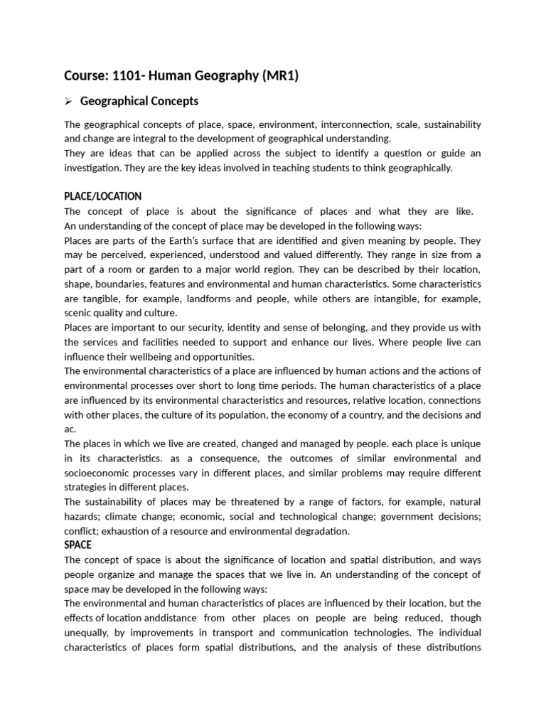 Human Geography Concepts Explained | PDF | Sustainability | Natural ...
