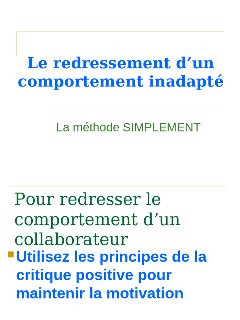 Redresser un comportement inadapté | PDF