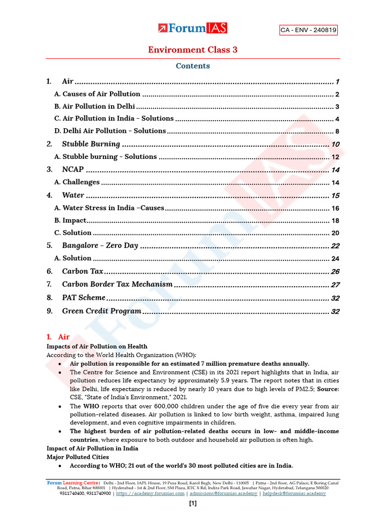 Environment Class 3 | PDF | Air Pollution | Exhaust Gas