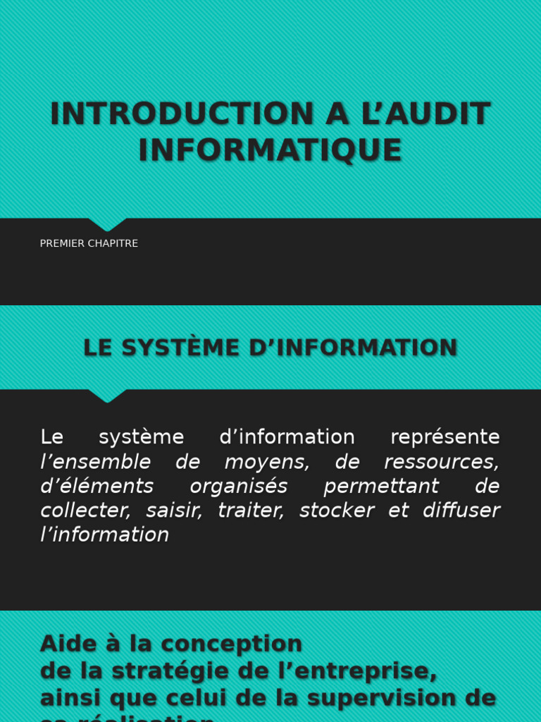 Introduction à l'Audit Informatique | PDF | Informatique | Sciences de ...