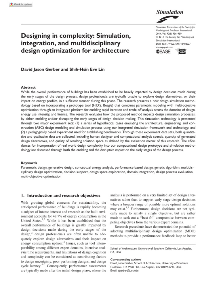 Multidisciplinary Design Optimization in Architecture | PDF ...